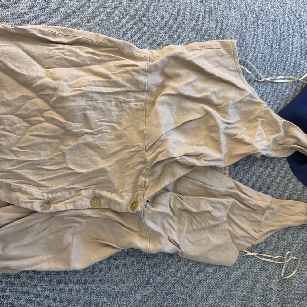 Anthropologie Tan Button-Down Halter Dress